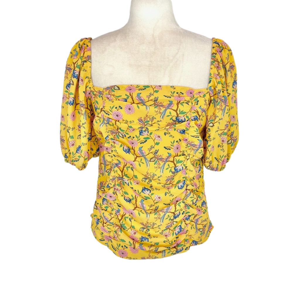 Rose + Olive yellow floral blouse